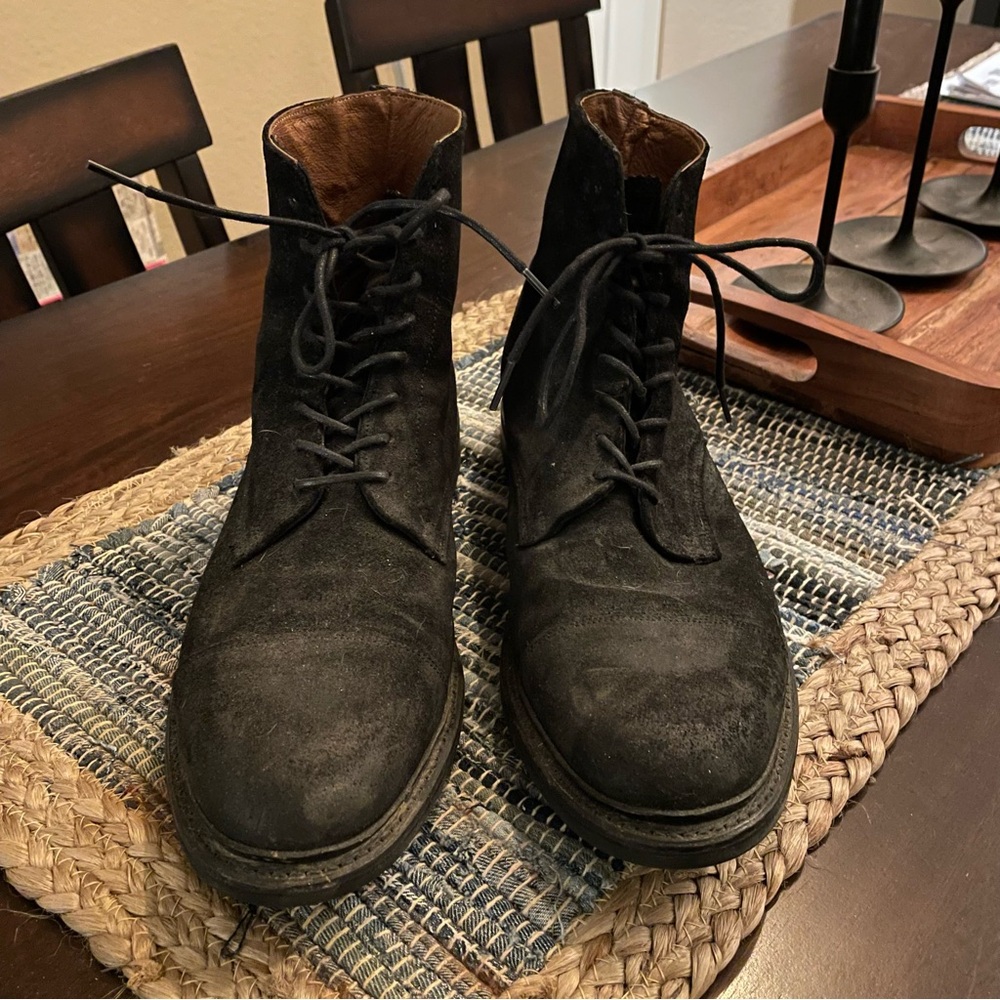 Frye Seth Men’s Black Suede Leather Lace Up Boots Size US 13 D